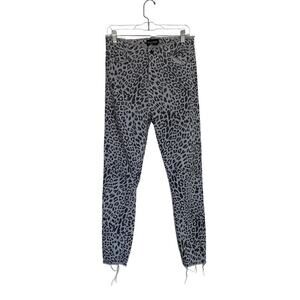 BLACK ORCHID Robin High Rise Frayed Skinny Jeans Size 30 Cheetah Print Gray